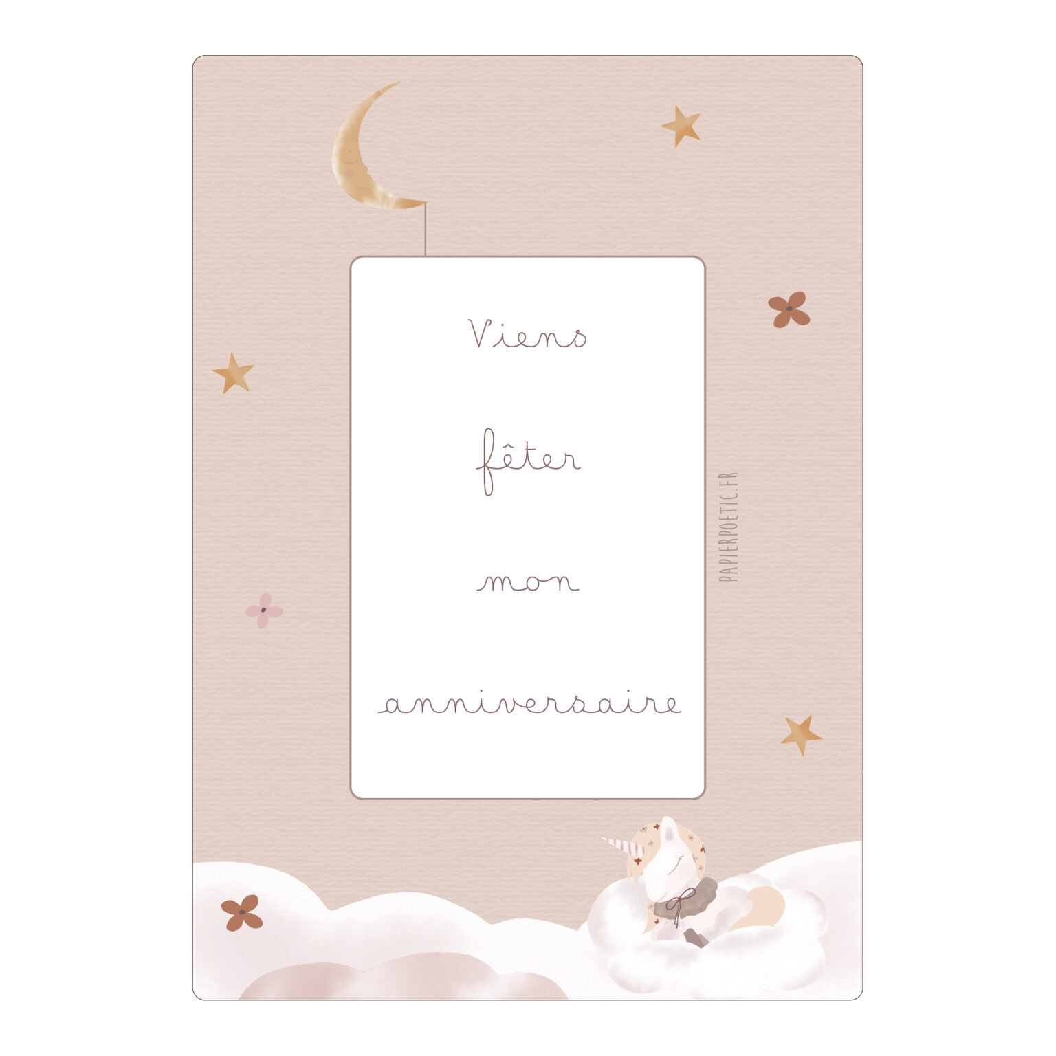 Papier Poetic – Cartes d’invitations anniversaires Licorne/etoiles