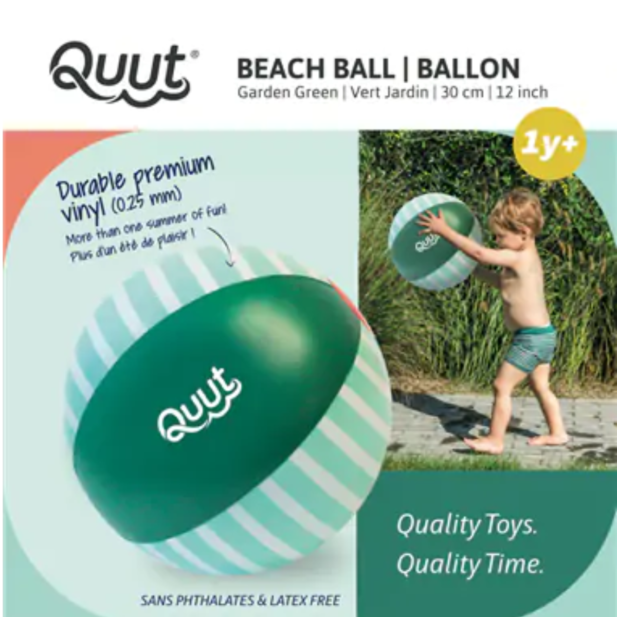 Quut – Ballon de plage 30cm vert jardin