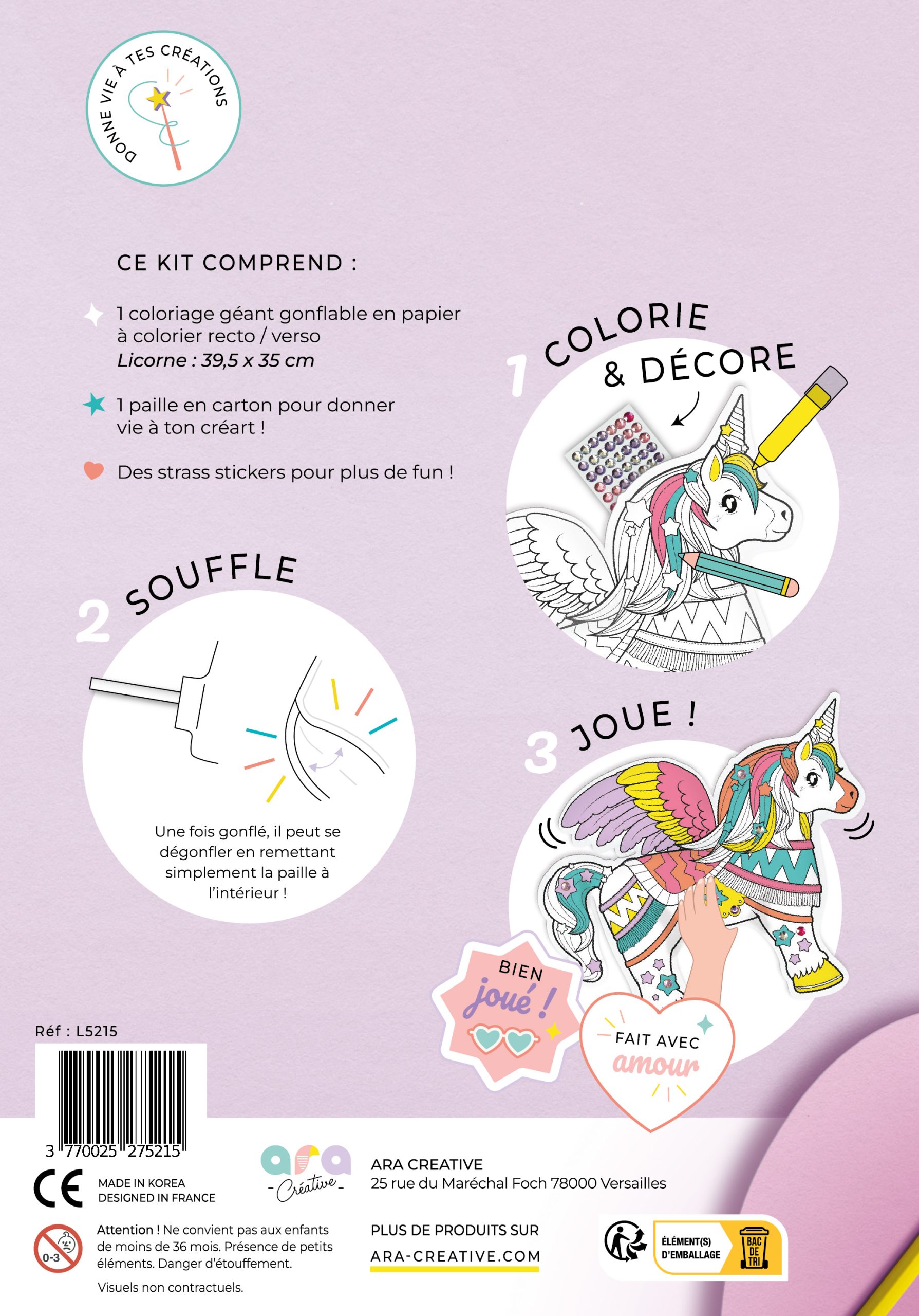 Ara – Coloriage gonflable Licorne